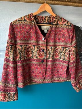 Vintage Nygard Collection Paisley Cropped Jacket 14 Petite